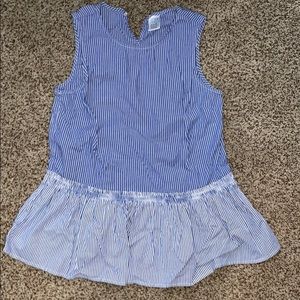 A blue with white stripes tank.